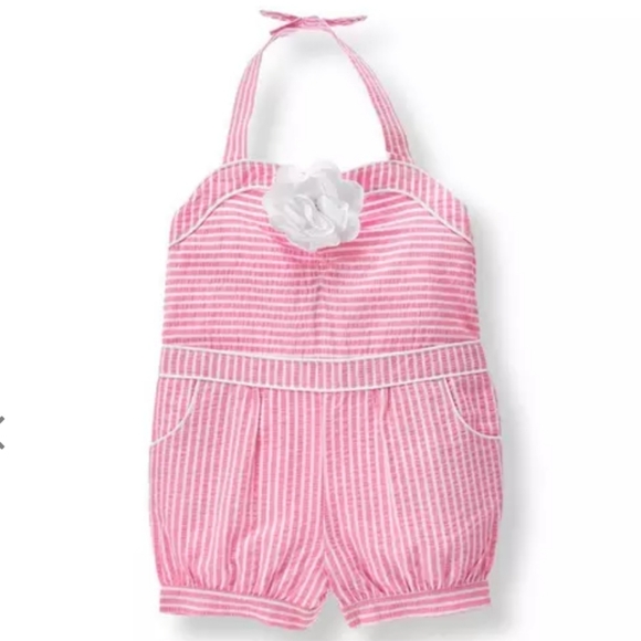 Janie and Jack Other - JANIE & JACK | Dolce Pink and White Stripe Seersucker Romper